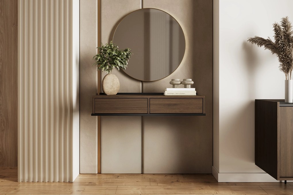Consolă suspendată Zenar 100 cm cu sertare - nuc elegant / negru