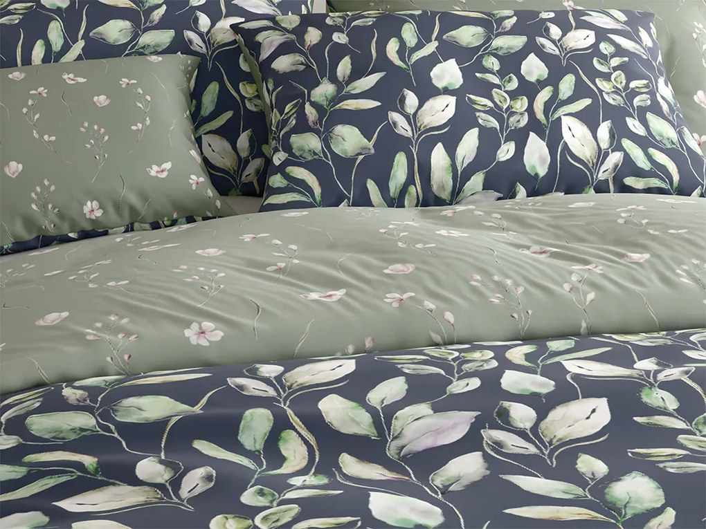 Lenjerie de pat din microfibra SILVANE negru-verde Dimensiune lenjerie de pat: 70 x 90 cm | 140 x 220 cm