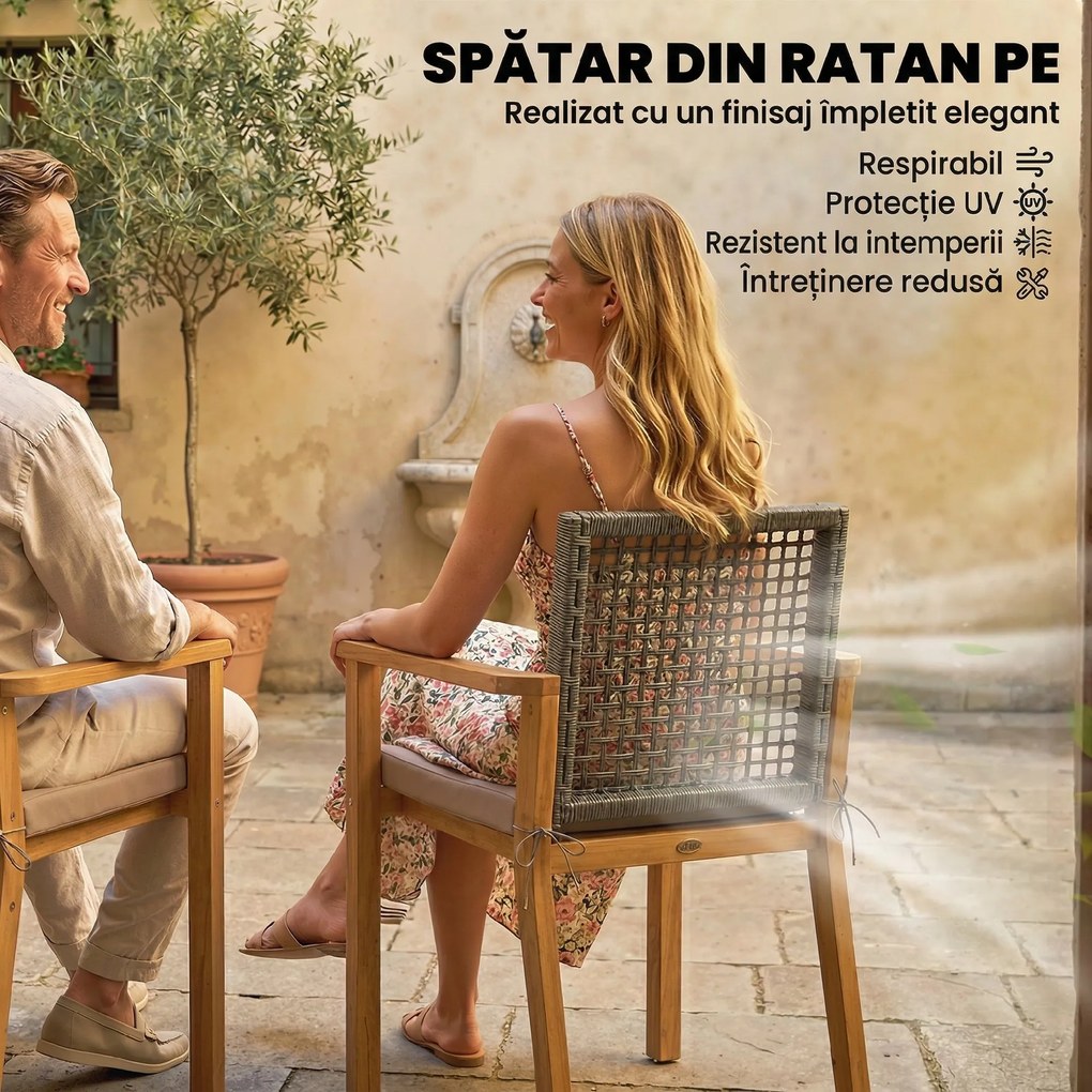 Outsunny scaune set exterior casă de vară bănci confortabile pereche relaxare | Aosom Romania