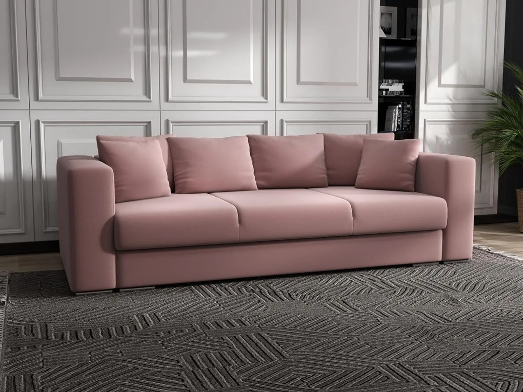 Canapea extensibilă dumonde cu ladă de depozitare si sezut confortabil din spuma high-density, Gloria Royal Roz 240x100 cm