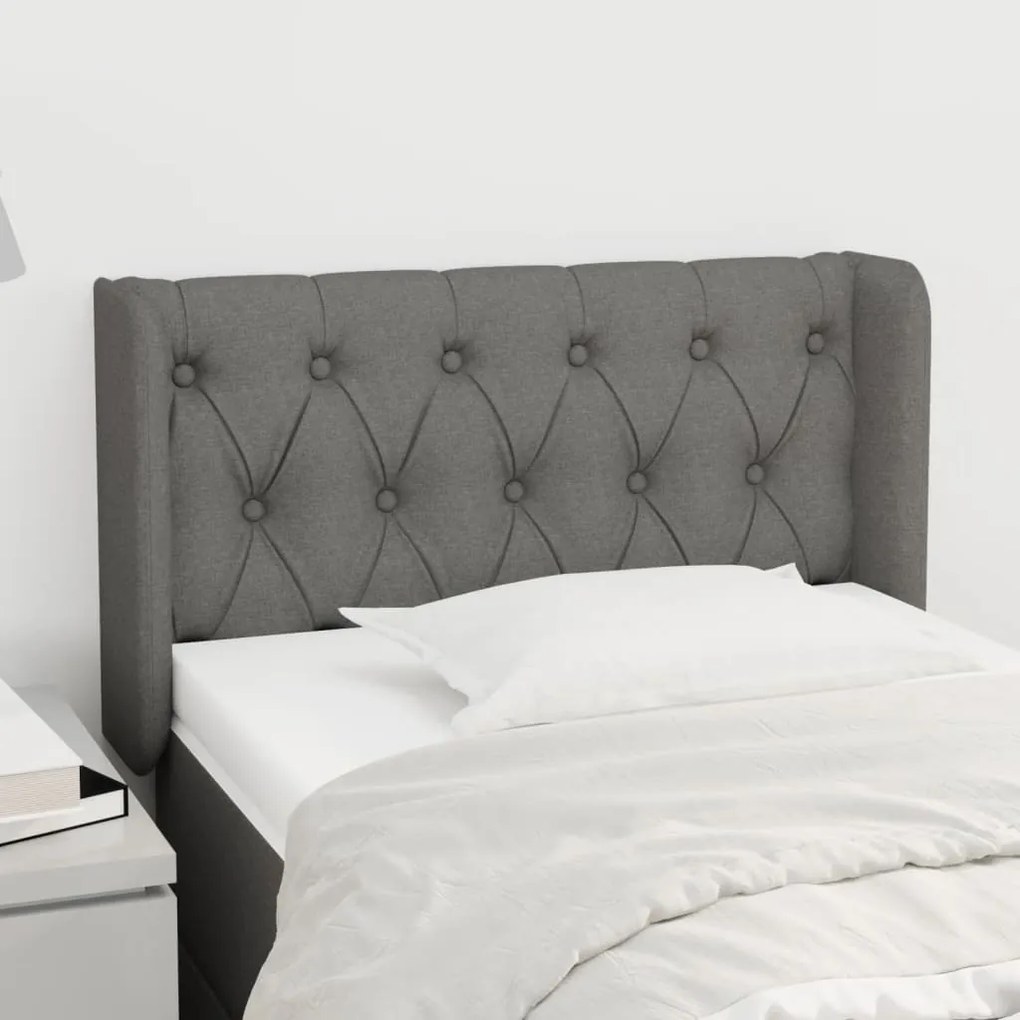 vidaXL Tăblie de pat cu aripioare gri închis 83x16x78/88 cm textil