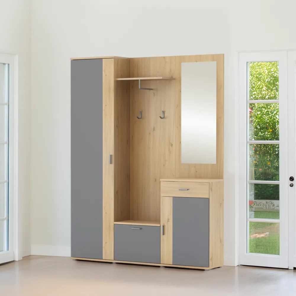 Ansamblu hol, stejar artisan/grafit,  AMALIA