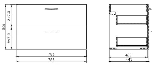 Cersanit S801-538 - Dulap suspendat pentru baie cu lavoar NIKO 80 x 45 cm, alb