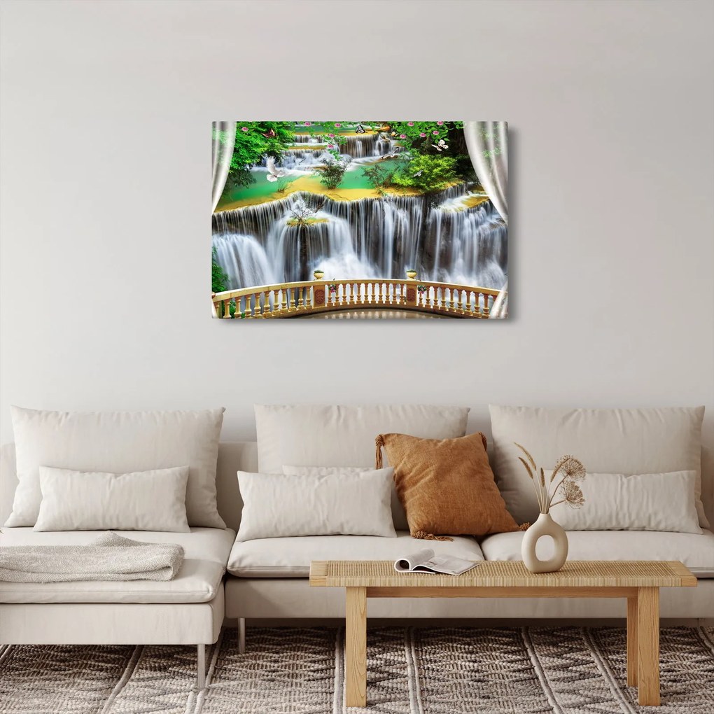 Tablou - Privire la cascade magice (90x60 cm)