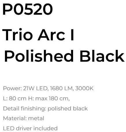 Lustra LED design decorativ modern Trio Arc I Polished Black