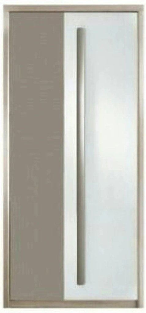 Dulap ROMA 1, stejar/alb lucios/gri mat, PAL laminat/insertii PVC, cu