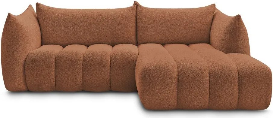 Colțar portocaliu cu tapițerie din țesătură bouclé (cu colț pe partea dreaptă/cu șezlong) Azra – Bobochic Paris