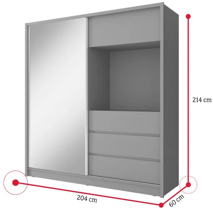 Supermobel Dulap dormitor cu TV 250, 254/214/62, grafit