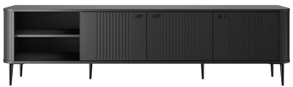 Comodă TV Vesper 3D 187 cm - negru / picioare negre