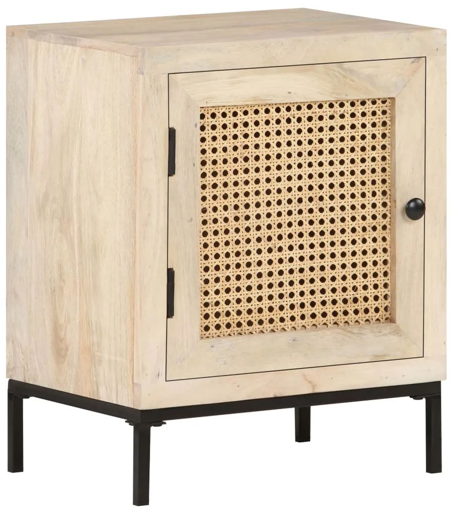 vidaXL Noptieră, 40x30x50 cm, lemn masiv de mango și trestie naturală