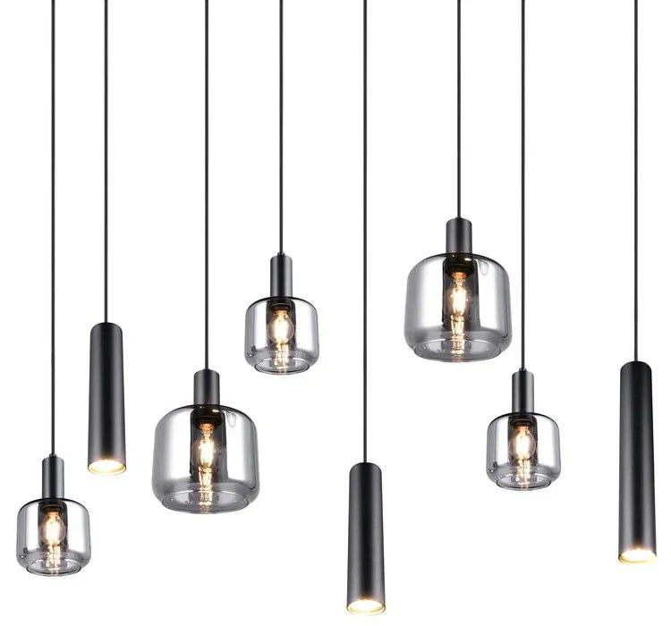 Lustră neagră cu abajur din metal/cu abajur din sticlă Mataro – Trio