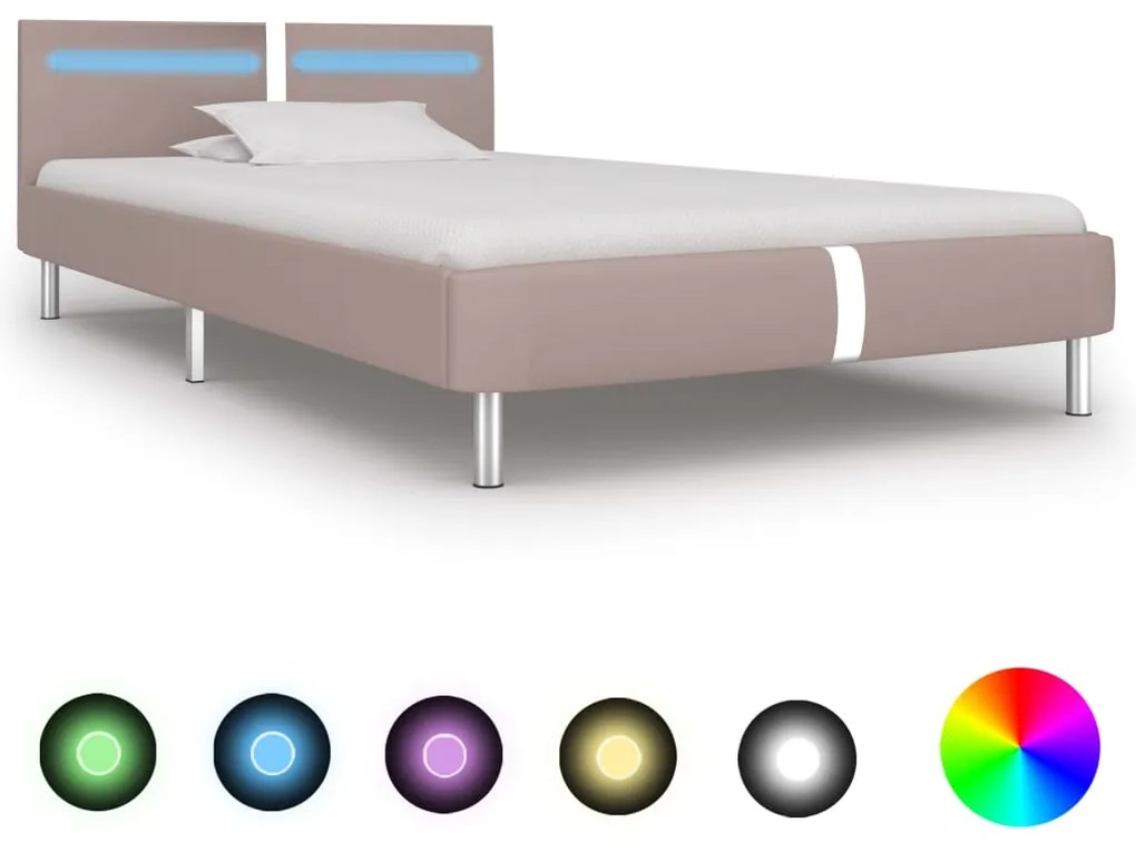 Cadru pat cu led, cappuccino, 90x200 cm, piele artificială