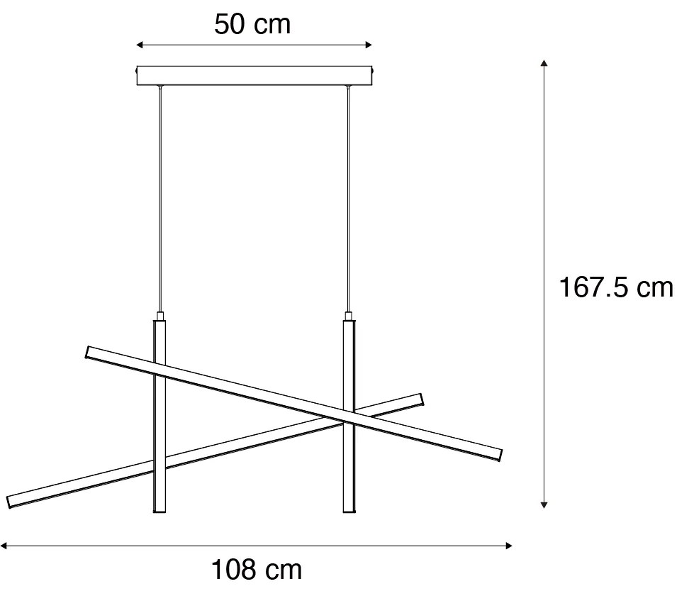 Lampă suspendată de design X neagră cu auriu, incl. LED cu 3 trepte de intensitate luminoasă - Joy