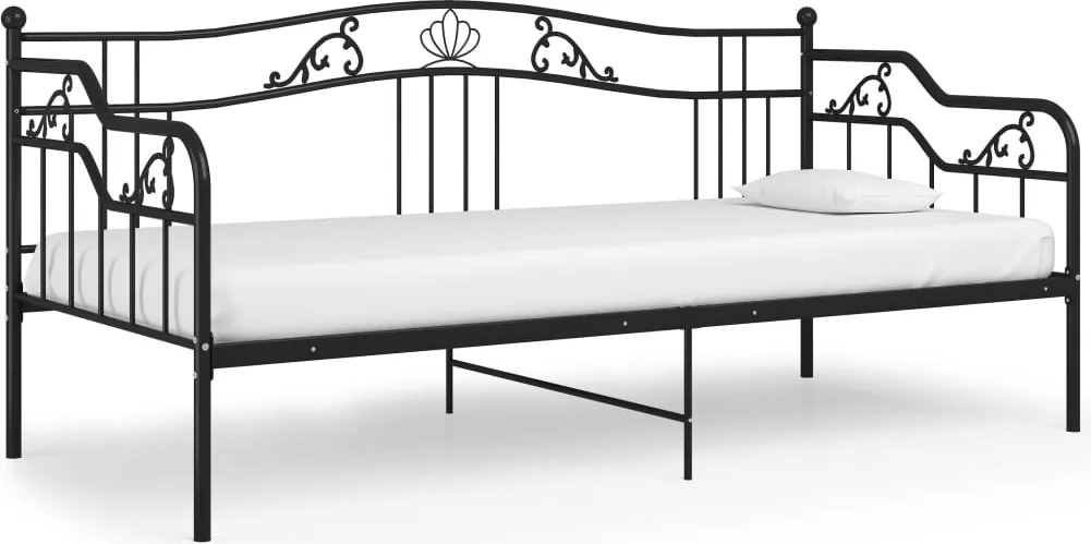 vidaXL Cadru de pat canapea, negru, 90x200 cm, metal
