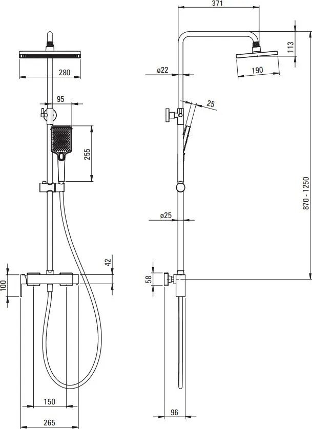 ANEMON Set de duș finisaj negru NAC_N1BZ
