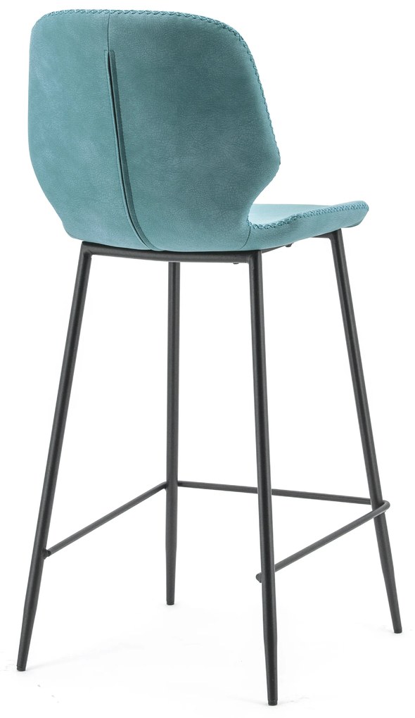 Scaun de bar din imitatie de piele Seashell albastru