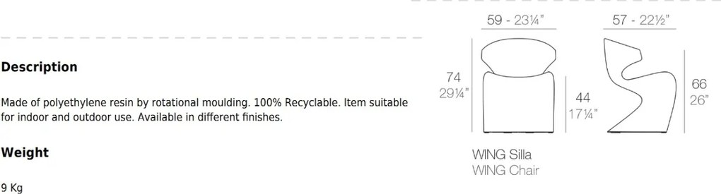 Scaun modern de exterior / interior design premium WING CHAIR 53034 Vondom