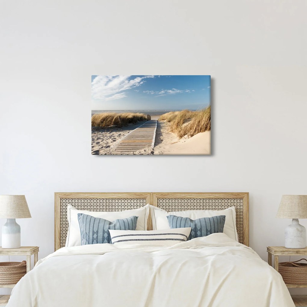 Tablou - Plaja cu nisip de pe insula Langeoog, Germania (90x60 cm)