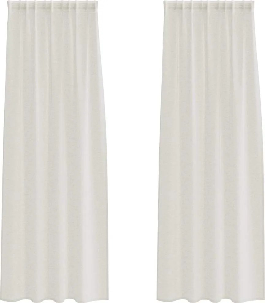 vidaXL Cortină din Voile cu perdele 2 pcs Crem 245 x 140 cm Poliester