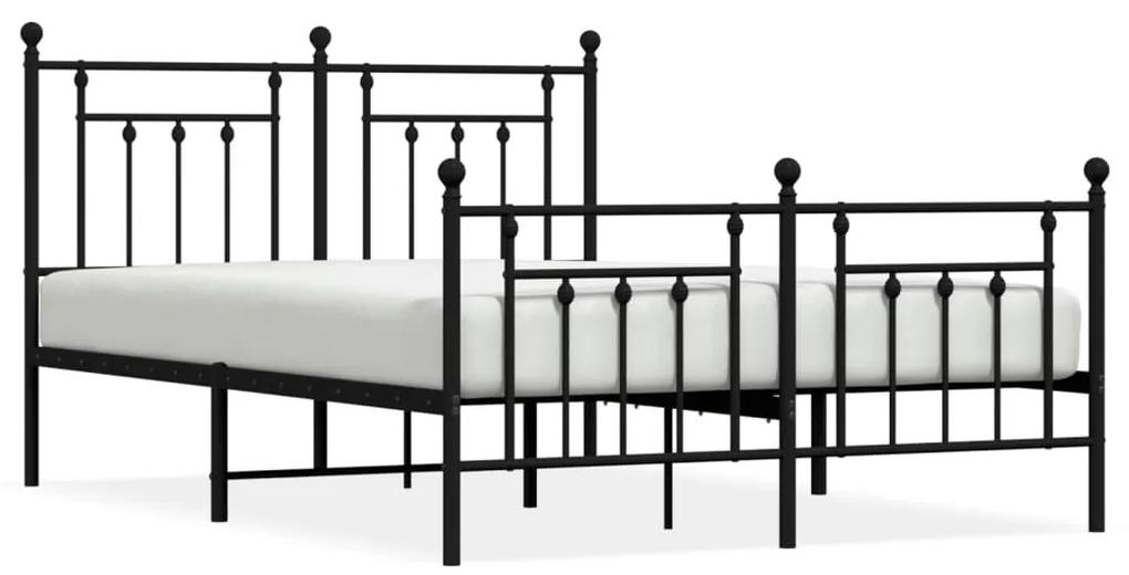 353556 vidaXL Cadru pat metalic cu tăblie de cap/picioare, negru, 140x200 cm