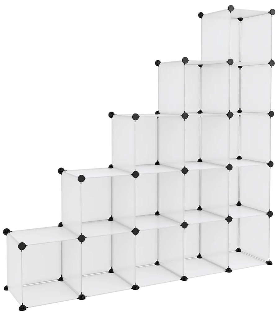 340549 vidaXL Organizator cub de depozitare, 15 cuburi, transparent, PP