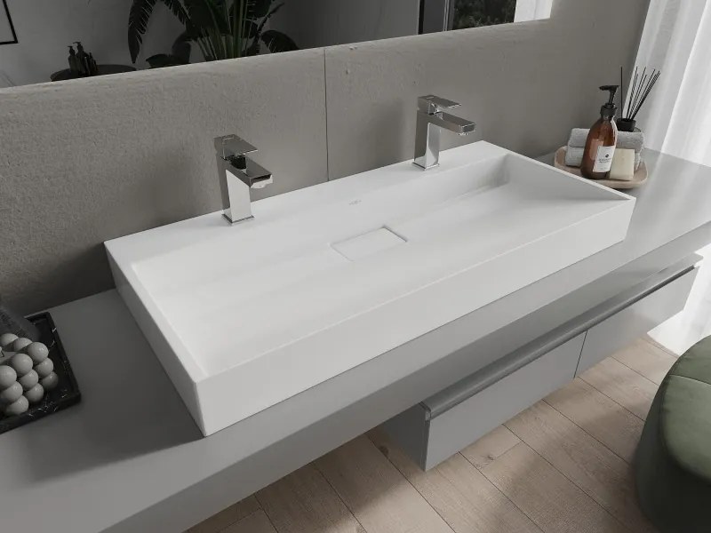 Mexen Ava chiuvetă de blat din conglomerat 2/O 100 x 46 cm, albă - 23011002