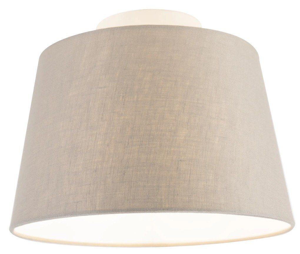 Plafoniera cu abajur din in taupe 25 cm - Combi alb