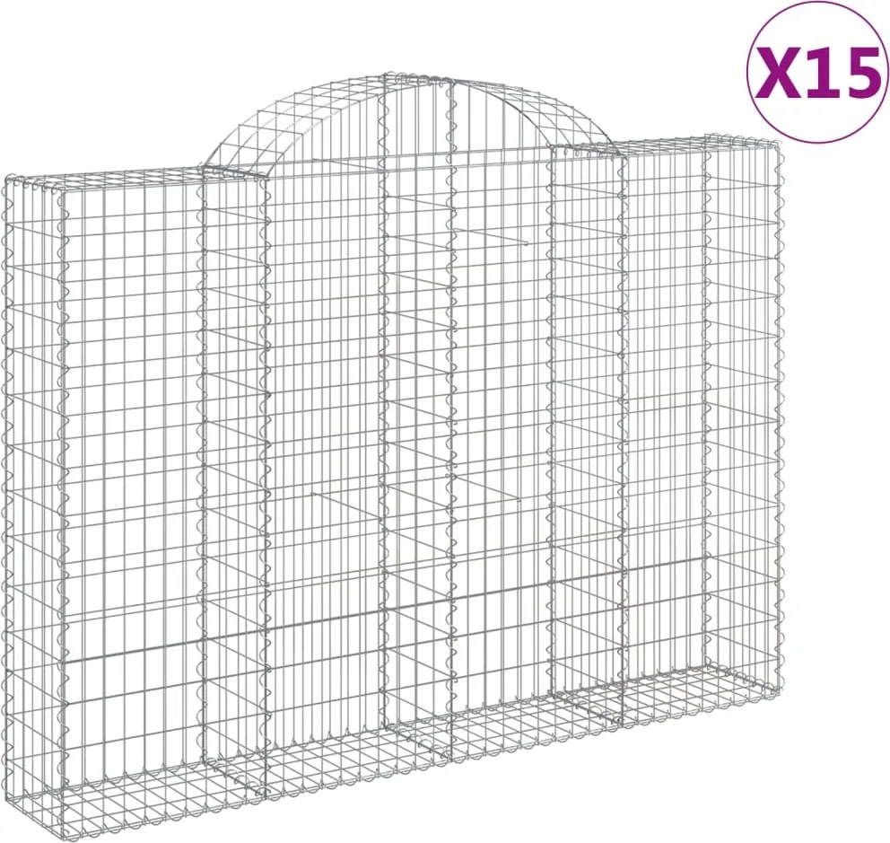 vidaXL Coșuri gabion arcuite 15 buc, 200x30x140/160cm, fier galvanizat