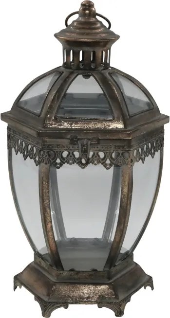 Felinar de exterior, din metal, cu patina aurie, H40/D22.5cm