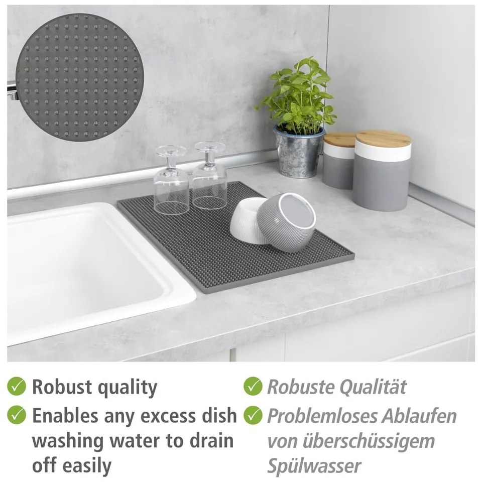 Scurgător de vase gri din cauciuc 40x30 cm Maxi – Wenko