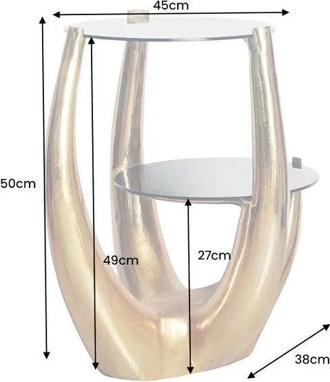 Masuta Laterala, Aluminiu, Auriu, Sticla, Negru, LEVELS 50cm