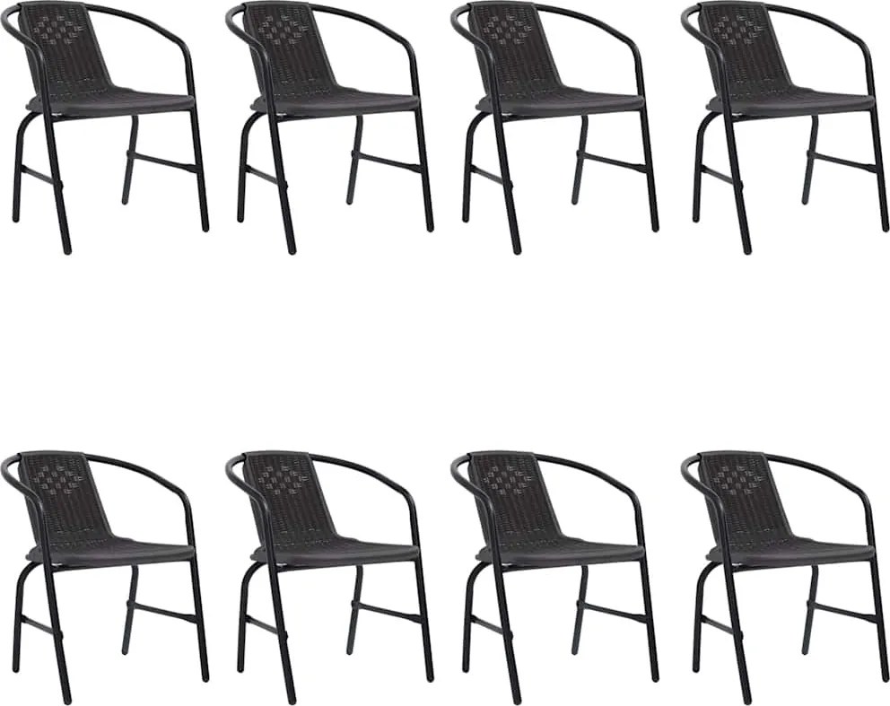 vidaXL Scaune de grădină, 8 buc., ratan din plastic și oțel, 110 kg