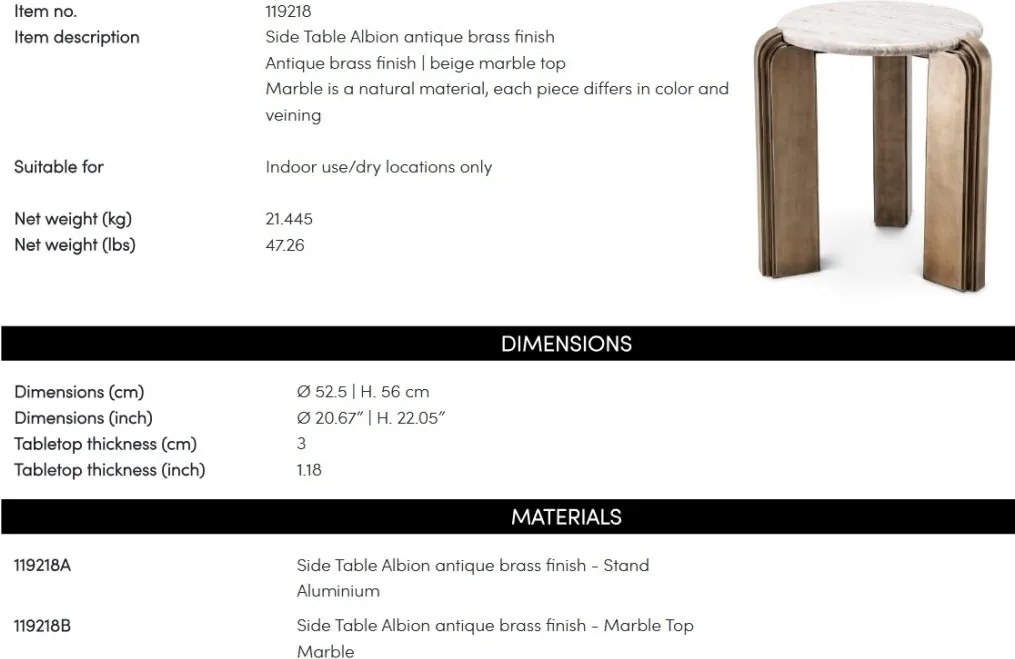 Masuta auxiliara design LUX Albion, 119218 HZ