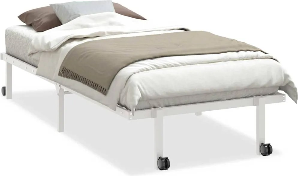 vidaXL Cadru pat fără saltea pliabil alb 90x200 cm oțel