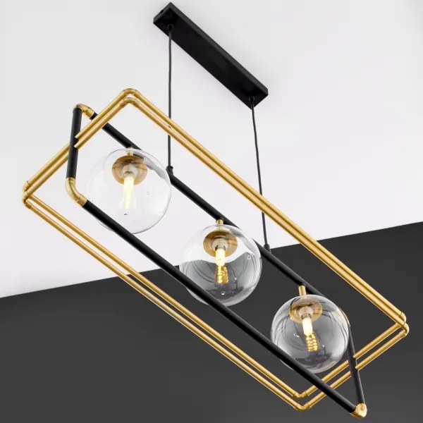 Lustră pe cablu Jupiter 2030 FIORI 3xG9/10W/230V negru/auriu/transparent