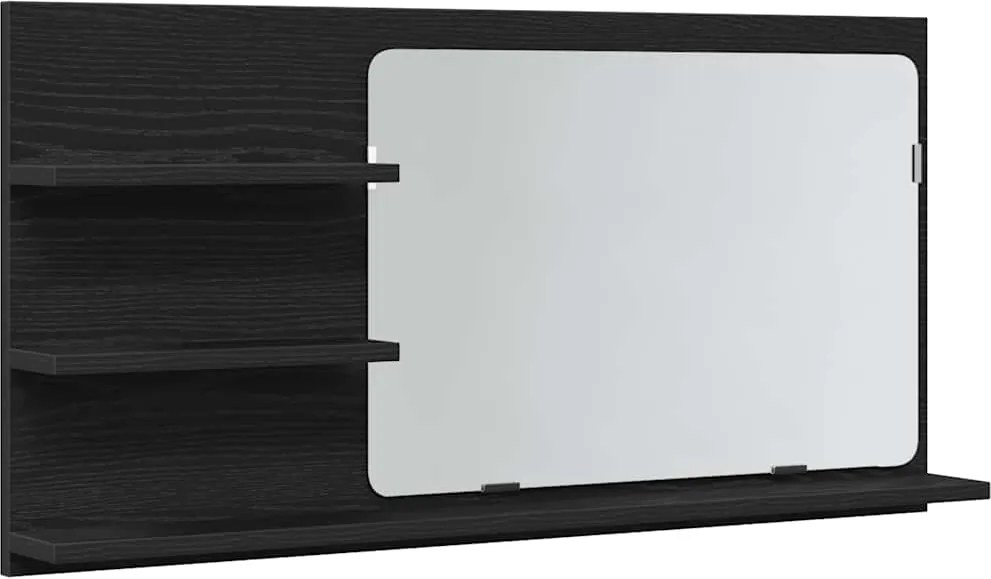 vidaXL Dulap cu oglindă pentru baie, stejar negru, 90x11x45 cm, lemn stratificat