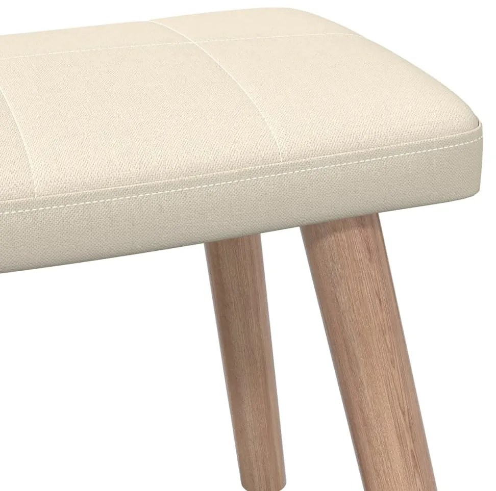 Scaun de relaxare cu taburet, crem, textil 1, Crem, Cu suport de picioare
