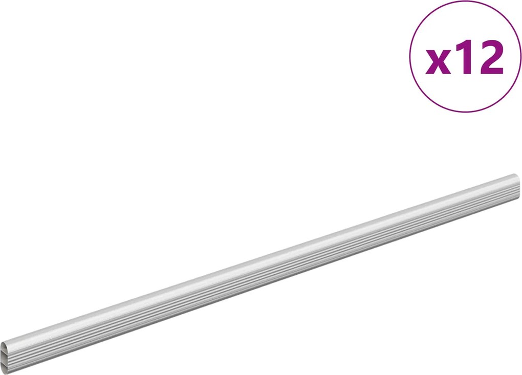 vidaXL Șină pentru dressing 12 pcs Argintiu 764 x 15 x 29 mm
