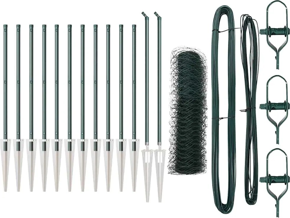 vidaXL Stâlp de gard. Verde 25 x 0,5 m (plasă de 50 mm) Oțel