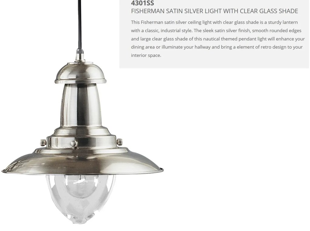 Lustra / Pendul stil industrial Fisherman argintiu satin 4301SS SRT