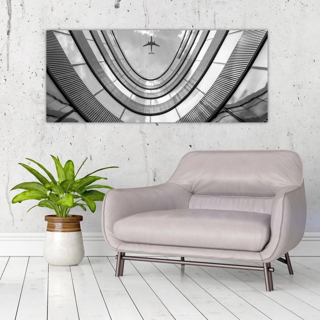 Tablou - Avionul deasupra clădirii (120x50 cm)