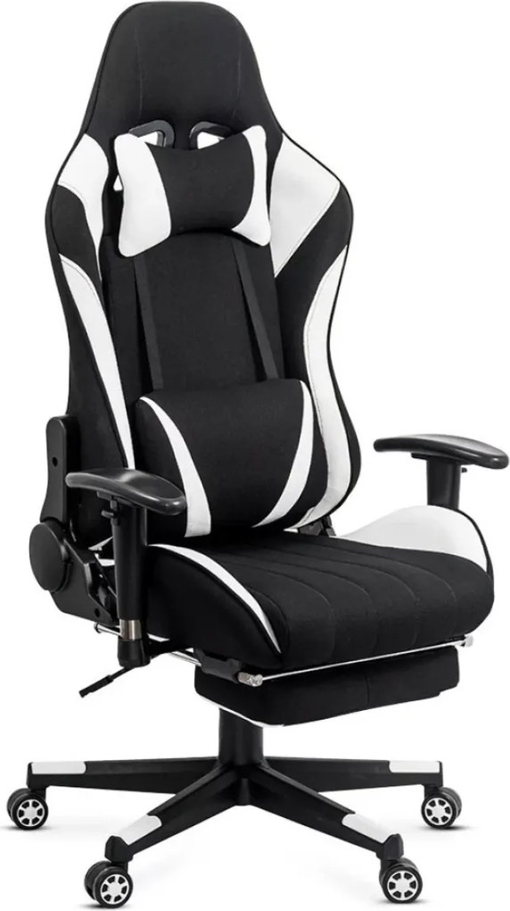 Scaun gaming PHANTOM, cotiere reglabile, suport lombar, Piele ecologica, Alb