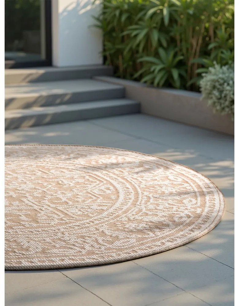 Covor pentru exterior și interior bej/fildeș rotund ø 160 cm Duet Kona – NORTHRUGS