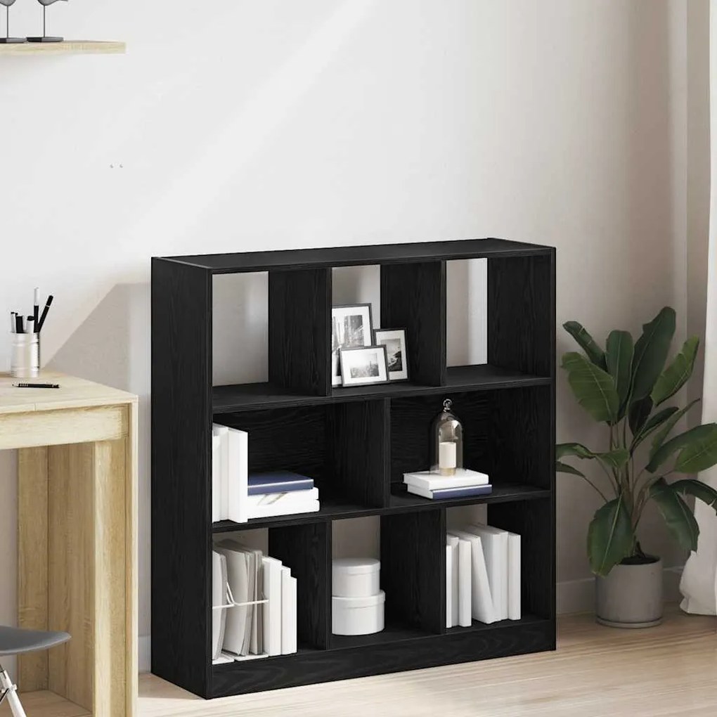 vidaXL Dulap cu cărți stejar negru 97,5x29,5x100 cm lemn prelucrat