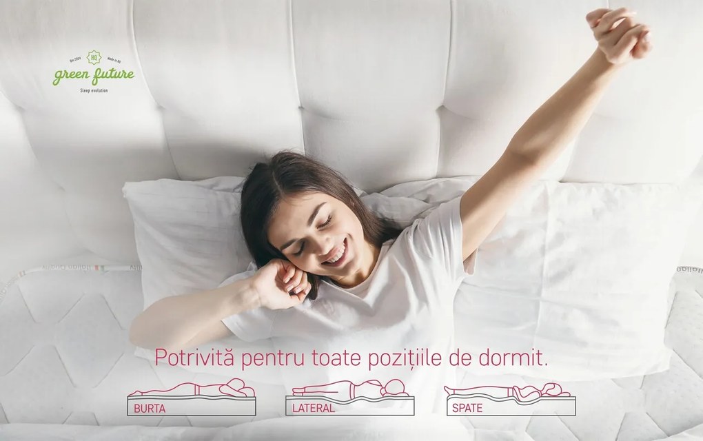 Saltea ortopedica STAR, 120x200x25 cm, 4 cm spuma Memory, 7 zone de confort, hipoalergenica, reversibila, medie/ferma