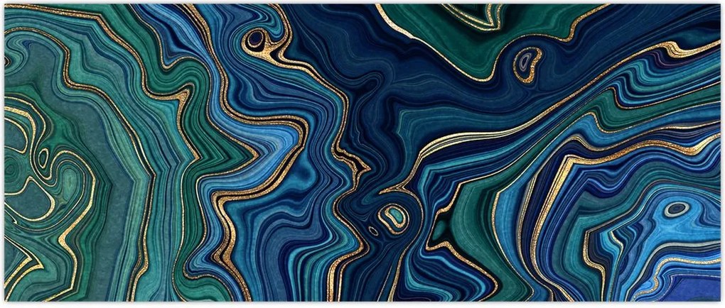 Tablou - Marmură verde- albastru (120x50 cm)