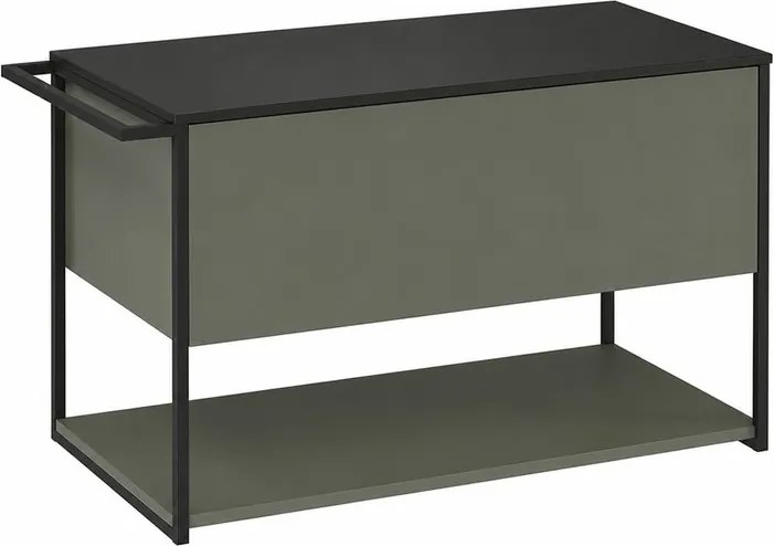 Set dulap baza suspendat Krofam Lov verde-negru 80 cm blat negru finisaj piatra