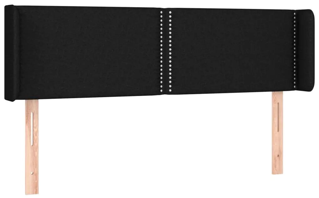 Tablie de pat cu LED, negru, 147x16x78 88 cm, textil 1, Negru, 147 x 16 x 78 88 cm