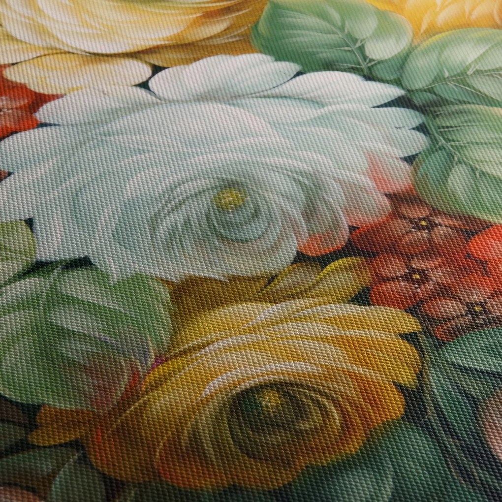Tablou cu buchet pictat de flori (90x60 cm)
