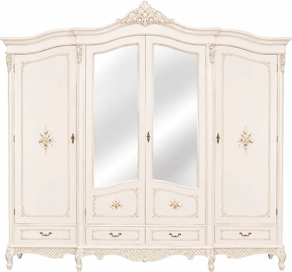 Dulap lemn masiv 4 Uși Edward, 220 × 66 × 252 cm